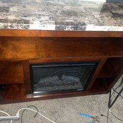 Tv Stand With Marble Top With Built In Fire Place 