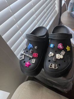 Balenciaga Black Clogs with Jibbitz Charms