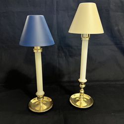 Vtg BALDWIN Lamp Style Brass Candlestick Holders Set Of 2 15.5" And 14" Tall