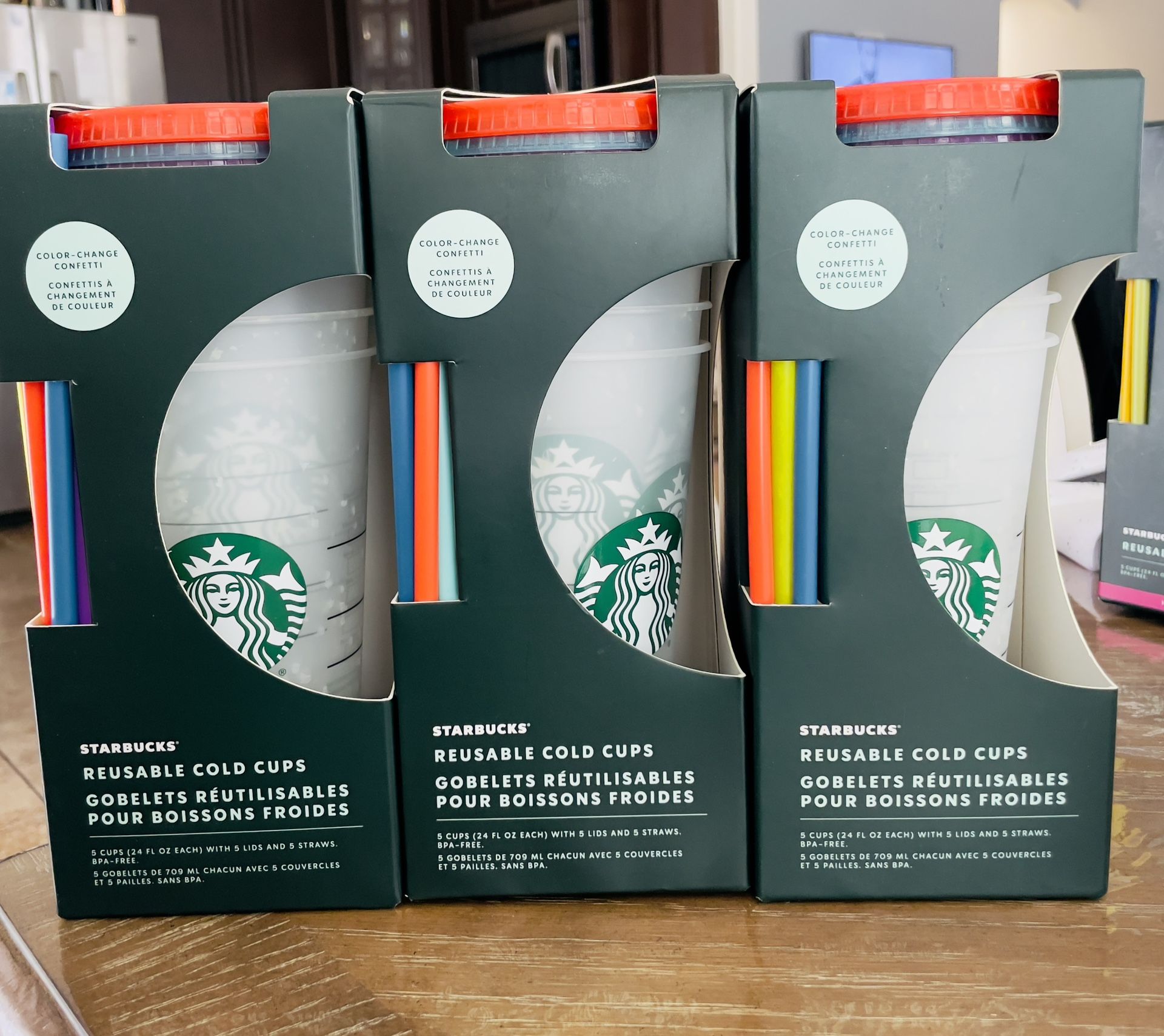  Starbucks Color Changing Confetti Reusable Cold Cup