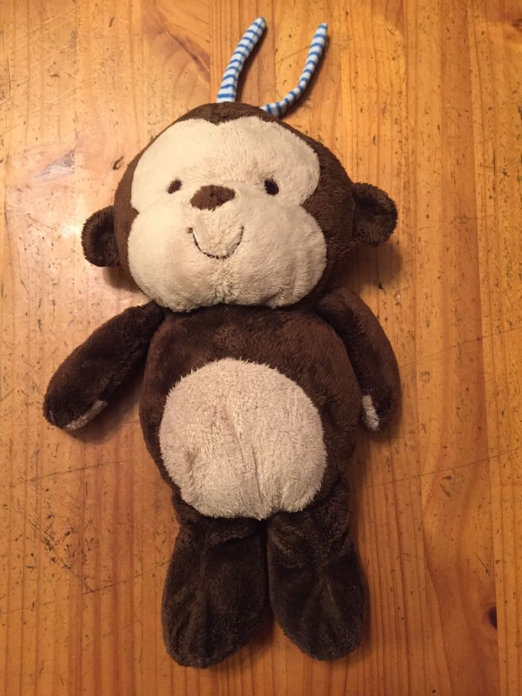 Carters Brown Monkey Plush Pull Toy Musical Crib Soother 