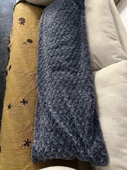 Faux Fur Body Pillow (Blue)