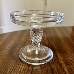 Longaberger Glass Candle Holder on Pedestal Swirl Design