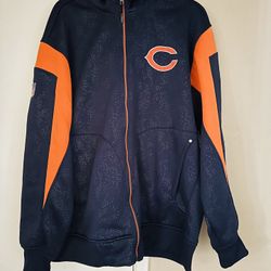 CHICAGO BEARS REEBOK ON FIELD FULL ZIP JACKET HOODIE SIZE LARGE PERFECT CONDITION LIKE NEW 