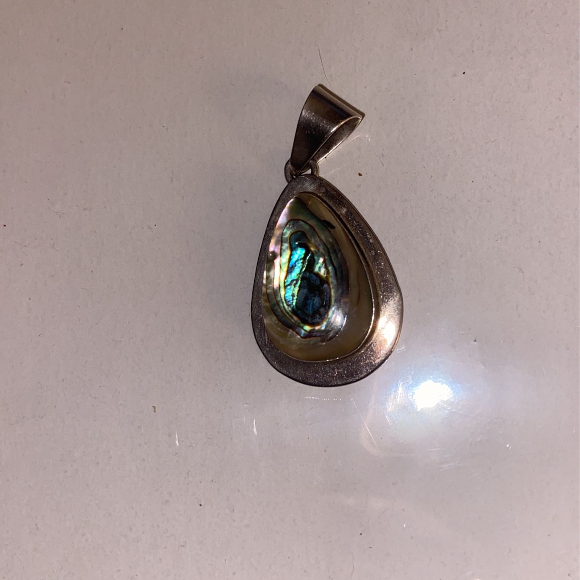 Taxco Mexico 925 Sterling Silver Abalone Shell Oval Pendant