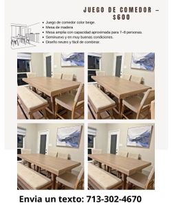 Juego de comedor de madera