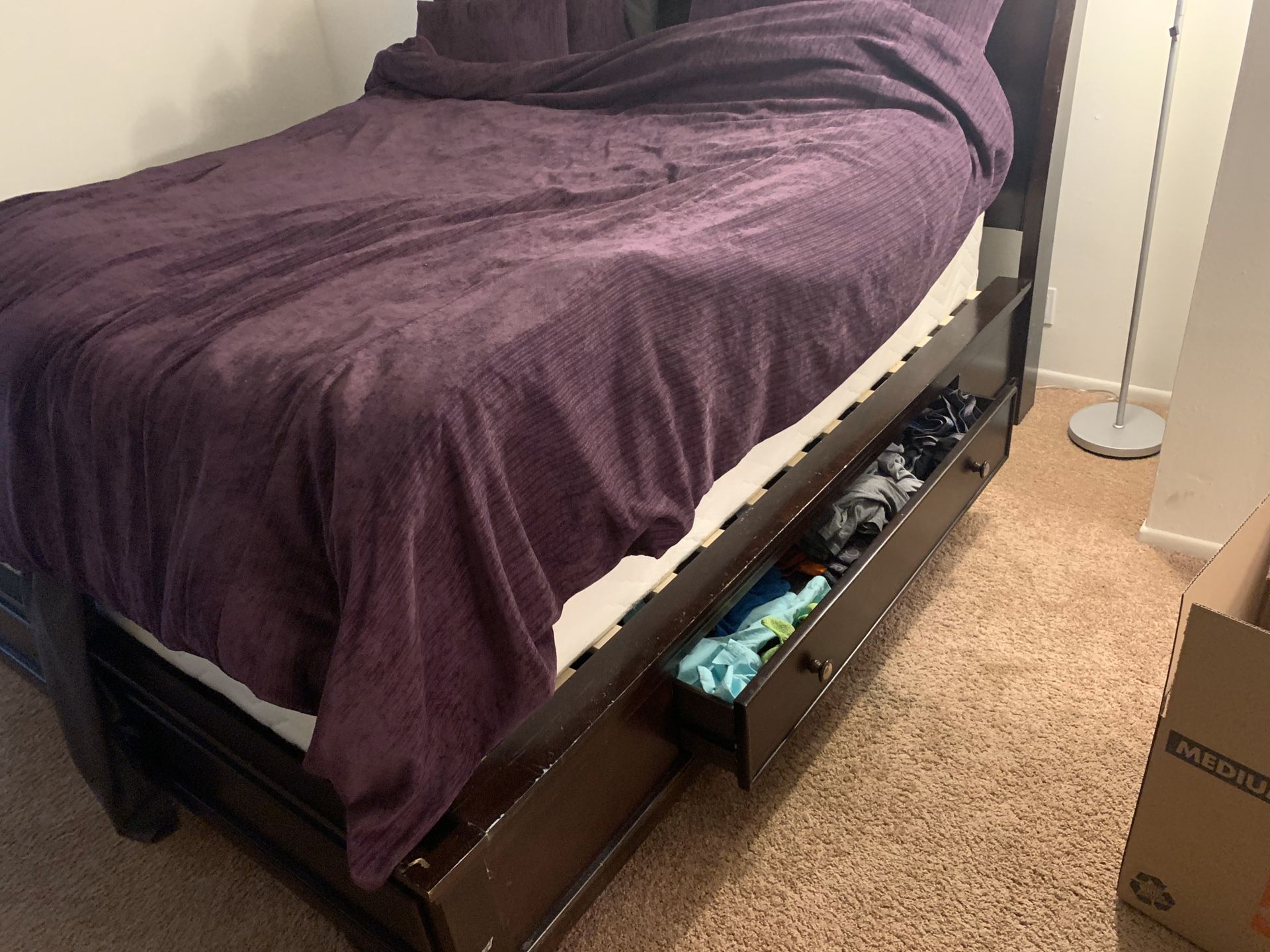 Cal King storage bed, dresser, nightstand for sale!