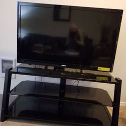 Black Tempered Glass Tv stand ... (tv not included  50 In Tv Shown In Pic )