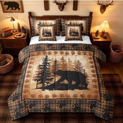 Bear Print Reversible Comforter Set 7 Piece Full