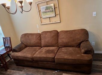 Brown Microfiber Sofa and Love Seat