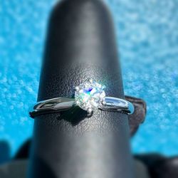 14K Solid White Gold 0.25Ct Natural Diamond Solitaire Engagement Ring Sz 6.5