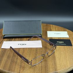 FENDI Frames F941R Eyeglasses Metal Frame Women Rectangular Purple Gem 52-17-131