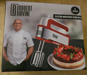 Robert Irvine 5 Speed Electric Hand Mixer with Stand Base
