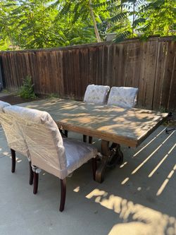 Rustic Wood Dining Table with Chairs