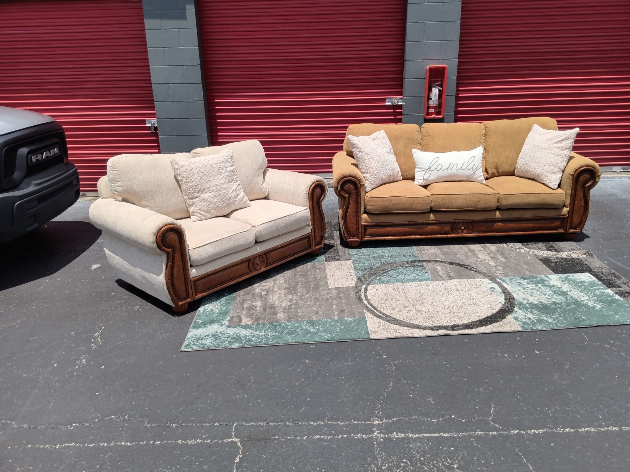 Town Sofa And Cream Loveseat