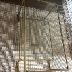 2-tier gold metal with glass coffee table
