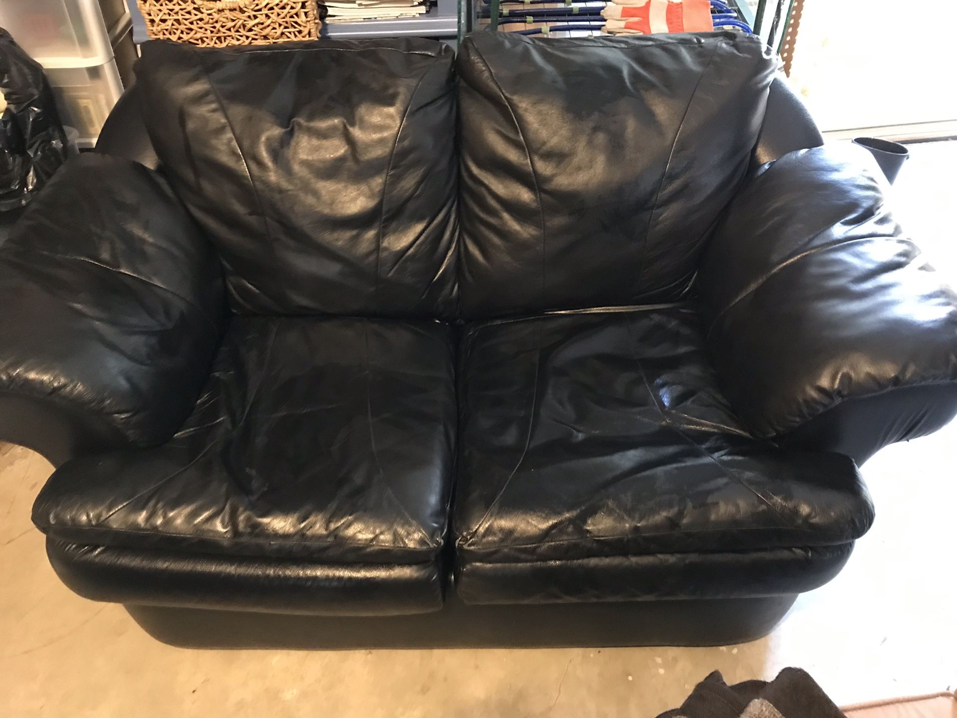 2 Seater Black Leather Couch