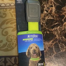 Nite Ize NiteDog Rechargeable LED Collar, USB Rechargeable Light Up Dog Collar w/Metal Buckle, Water Resistant, Large, Lim