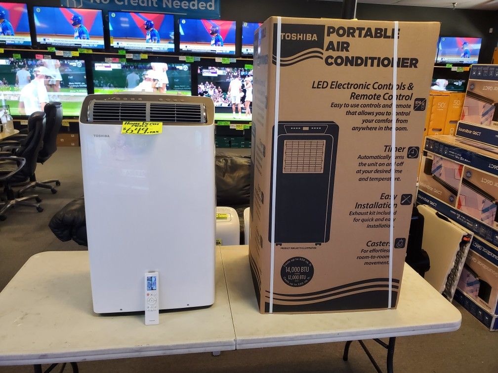 TOSHIBA PORTABLE AC 14K BTU 550 SQ FT MANY AVAIL IN BOX COMPLETE ALL ACC WITH WARRANTY - TAX ALREADY INCL IN THE PRICE OTD - PAYMENT PLANS AVAIL