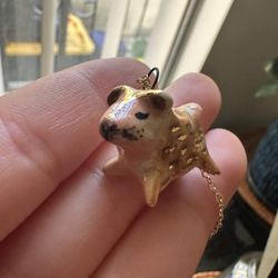 Capybara pendant handmade ceramic art made by CA based artist