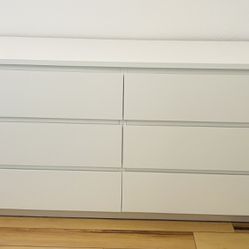 White Six-Drawer Malm Dresser 