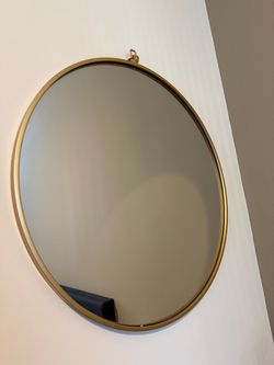 Round Wall Mirror with Gold Metal Frame