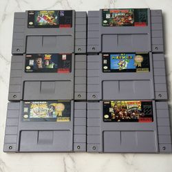 Super Nintendo SNES Game Lot Donkey Kong Country 1 2 + Super Mario World + All Stars + More