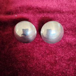 Vintage 1930s J. Mehrlust Sterling Silver Dome Earrings (13.74 Grams)