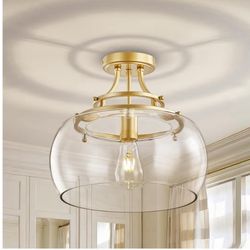 Industrial Round Chandelier Rustic Ceiling Light Fixture Farmhouse Pendant Light with Clear Glass Shade for Dining Room Hallway Entryway Kit=Z4-513