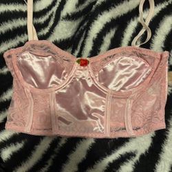 Dolls Kill Pink Corset Lace Cami Top