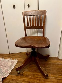 Antique Oak Swivel Desk Chair