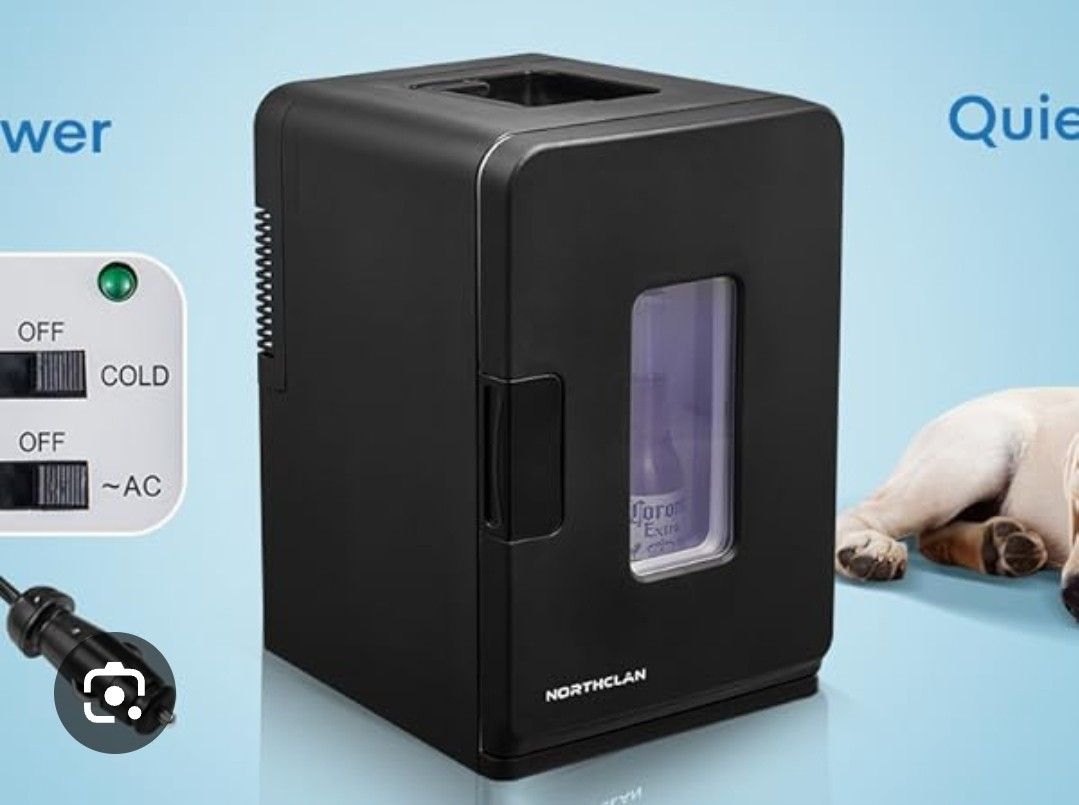 NORTHCLAN Mini Fridge for Bedroom 15L, 21 Cans Small Skincare Fridge, 110V/12V Power for Office, Dorm and Car,