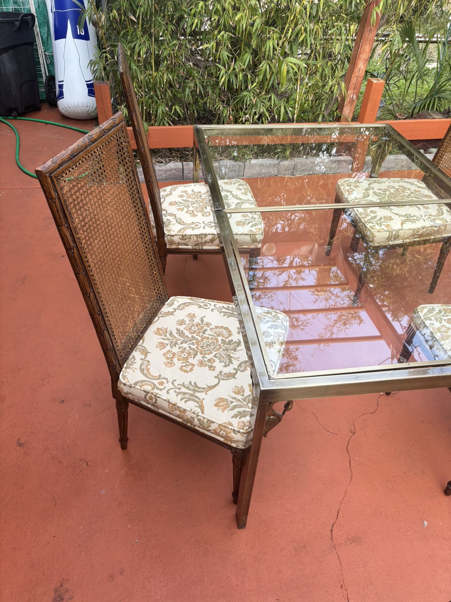 Antique Brass Flamingo Style Dining Set With 4 Chairs