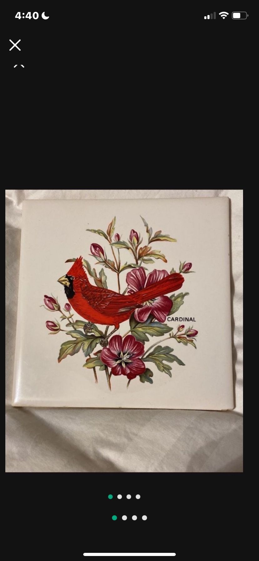 Hyalyn Ceramic Wall Trivet Tile Collection Of Cardinal, Bluebird, And Tanager