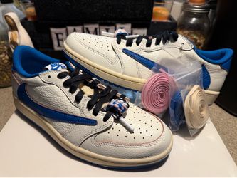 Travis Scott Jordan 1 Low Fragment Metallic Blue 9.5