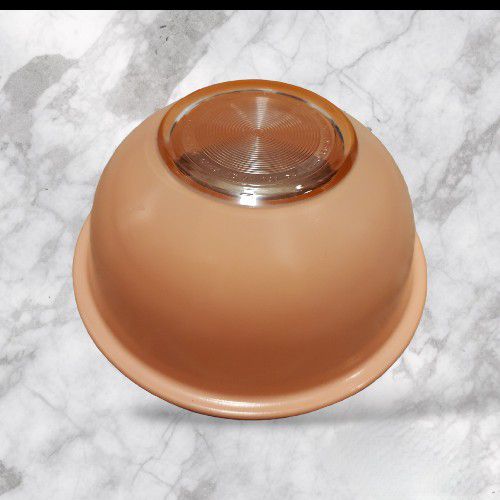 Vintage #323 1L Pyrex Peach Glass Clear Bottom Nesting Mixing Bowl Corning NY 7"
