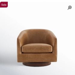 Bennett Genuine Leather Swivel Barrel Chair