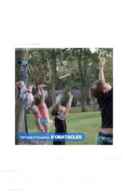 Ninja Warrior Obstacle Course for Kids, 2× 56 feet Slackline 880 lbs