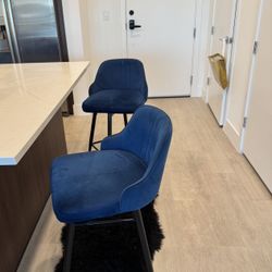 Blue Velvet Counter Stools (Set of 2) – Modern & Elegant 💙