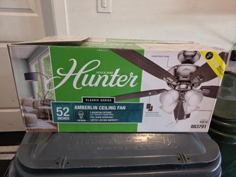 Hunter brush nickle ceiling fan new in box