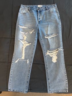 Fashion Nova Distressed Light Wash Jeans