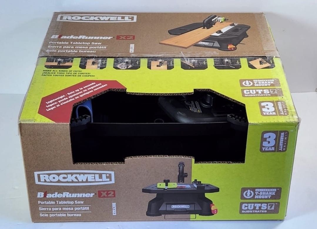 Rockwell RK7323 BladeRunner X2 Portable Tabletop Saw with Steel Rip Fence, Miter Gauge #700