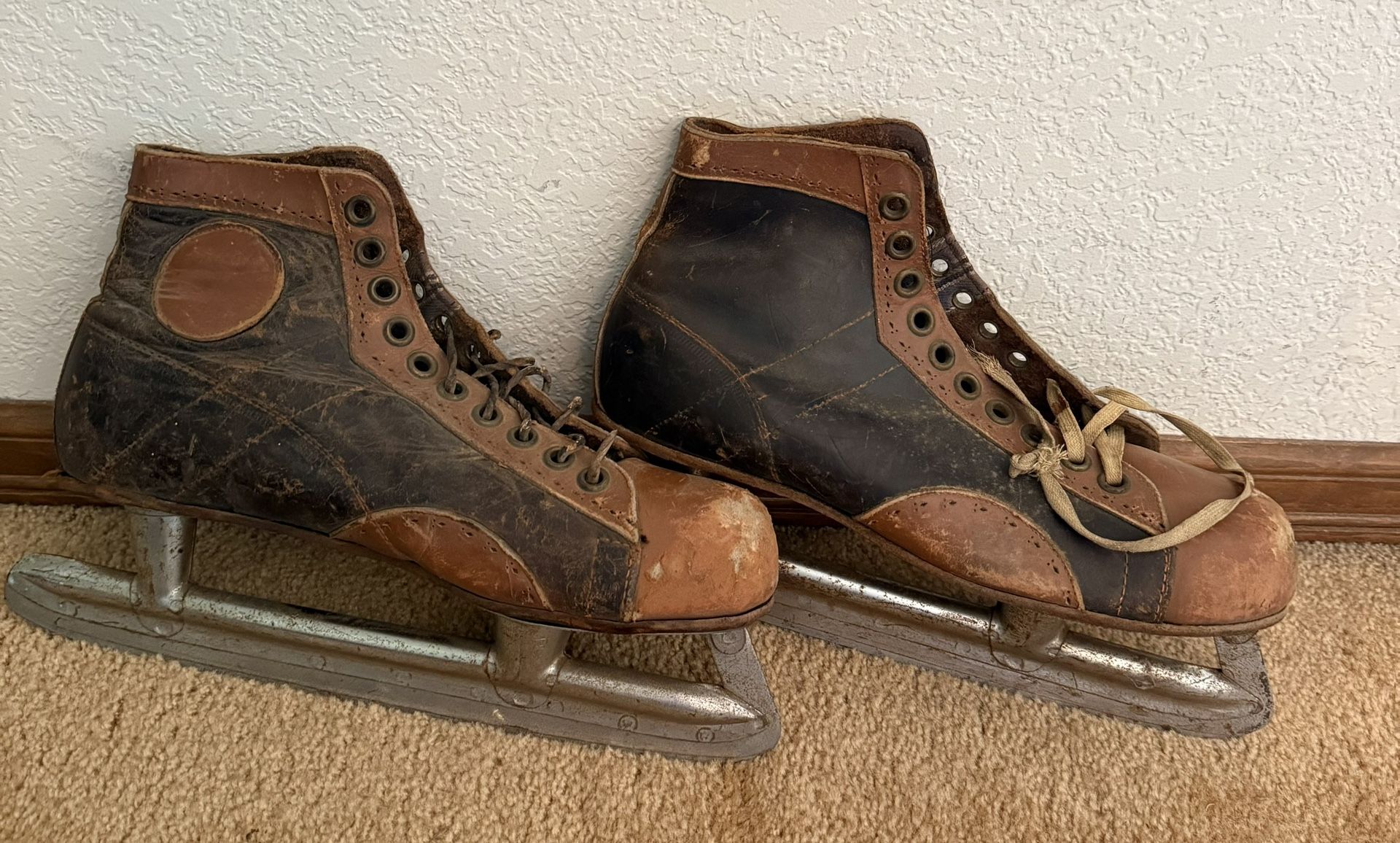 Vintage Leather Ice Skates