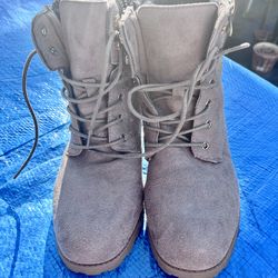 Taupe Faux Suede Size 10 Boots