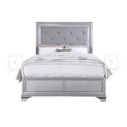 Queen Side Bed Frame W/ Mirror And Dresser 