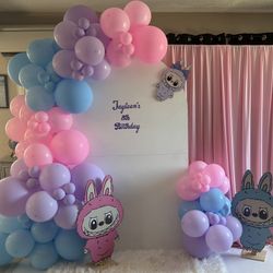 Labubu Balloon Backdrop 