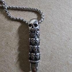 Stainless Steel Chanin With Skull Bullet