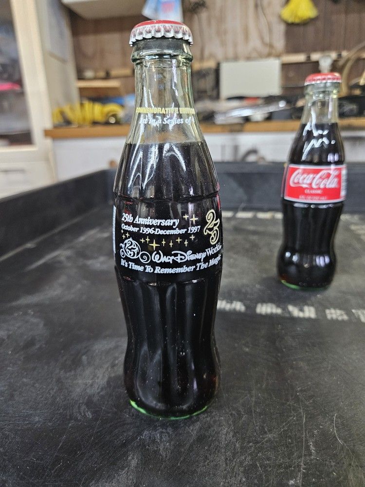 Disney 20th 5th Anniversary Walt Disney World Coca-Cola 8 Oz Glass Bottle Antique Rare Coca-Cola