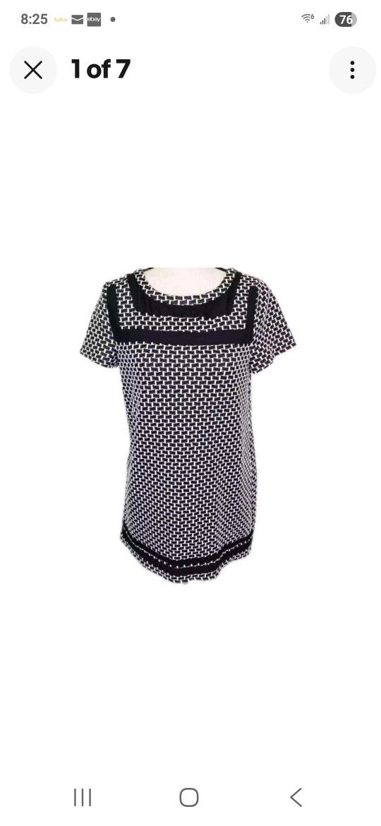 Anthropologie Postmark Basketweave Tunic Top Black White Womens Size Medium