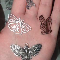 Lot Of 4 Different Jewelry Making Charms 22 Moth Butterfly Goth Jewels Hummingbird
